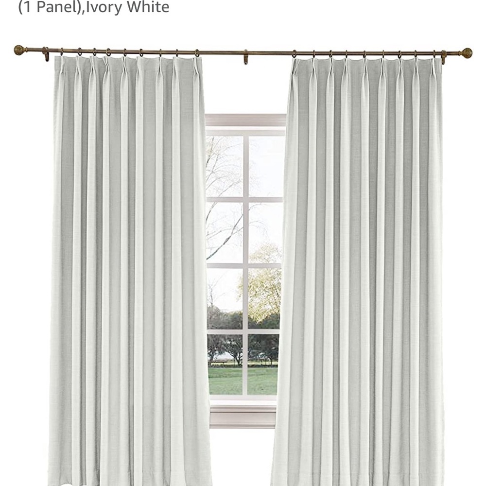 TWOPAGES Ivory Linen Pinch Pleat Blackout Curtain